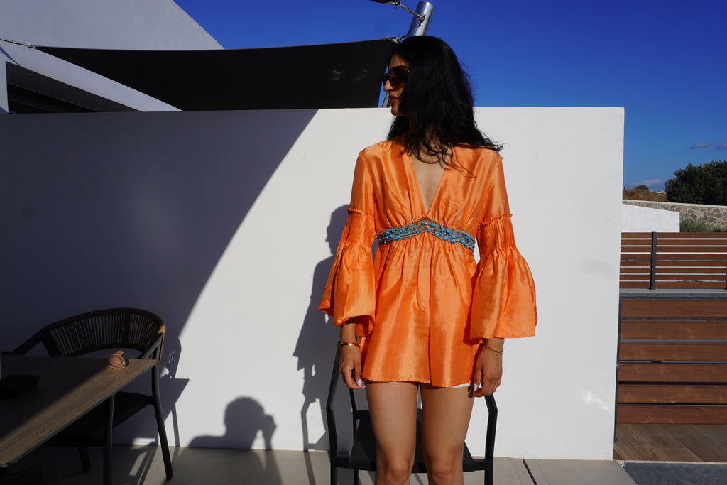 Roberto Cavalli Embellished Silk Bell Sleeve Tunic