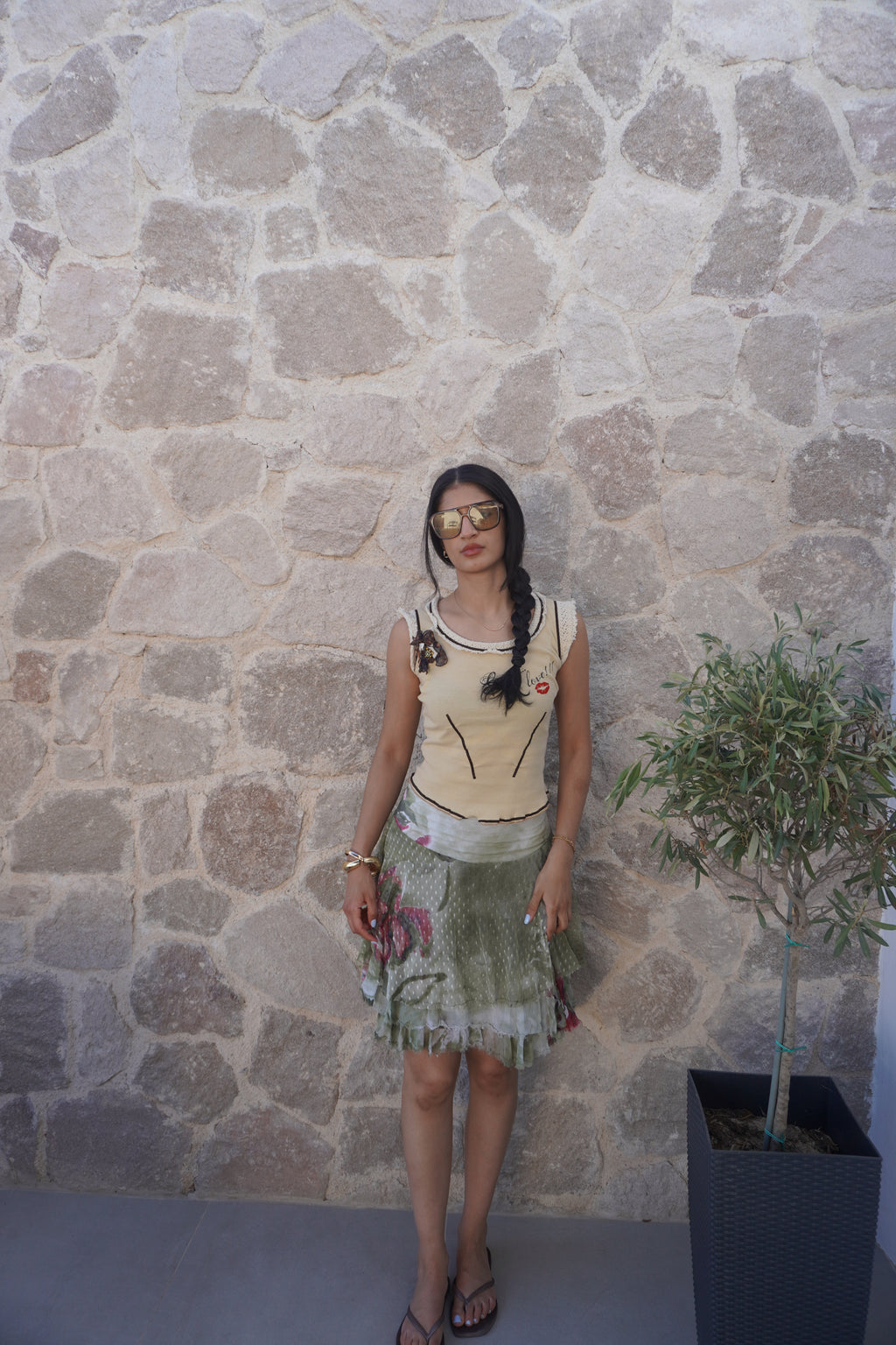 Huevo Blanco Hand-Embroidered Knit Top