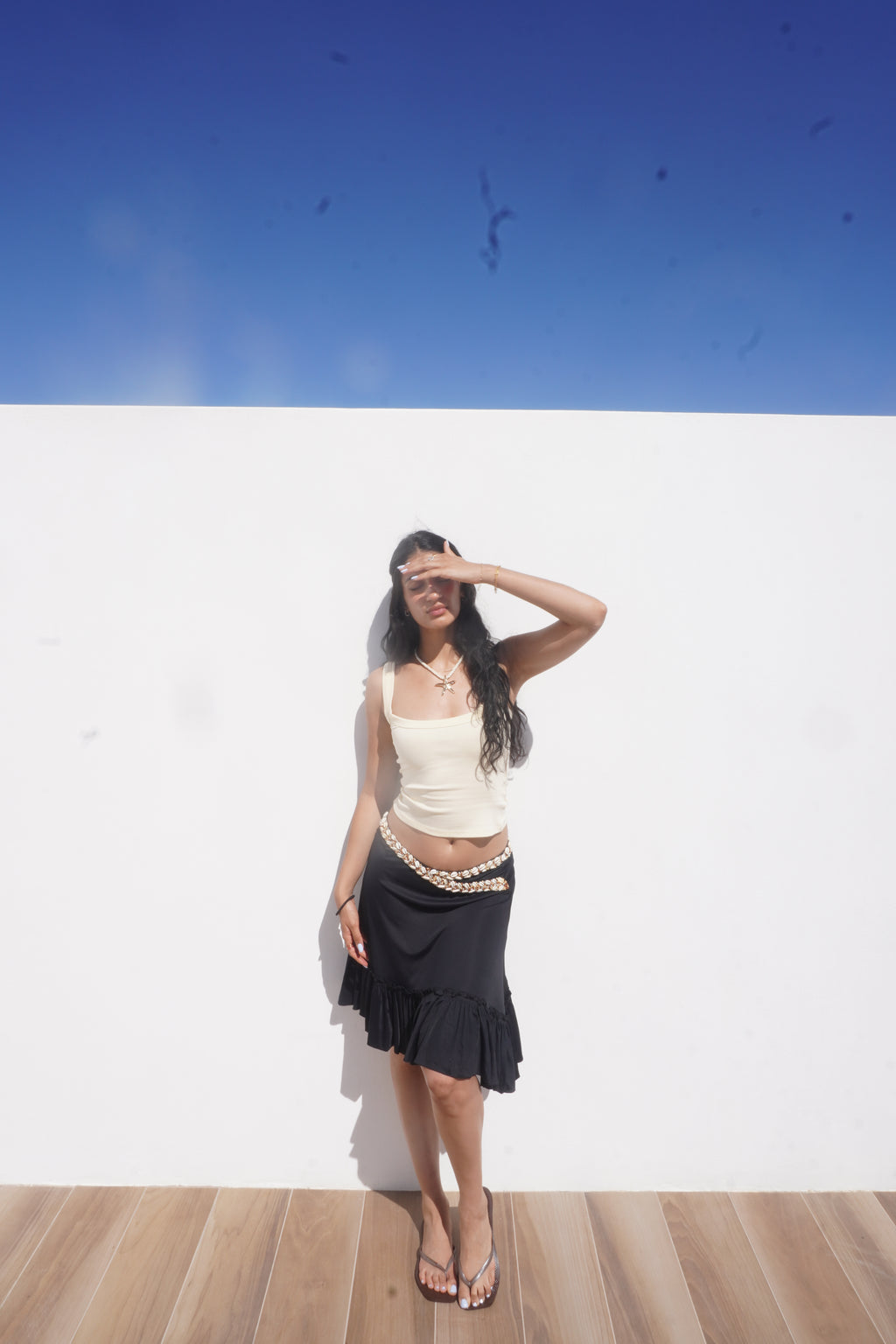 Roberta Scarpa Seashell Embellished Asymmetrical Ruffle Skirt