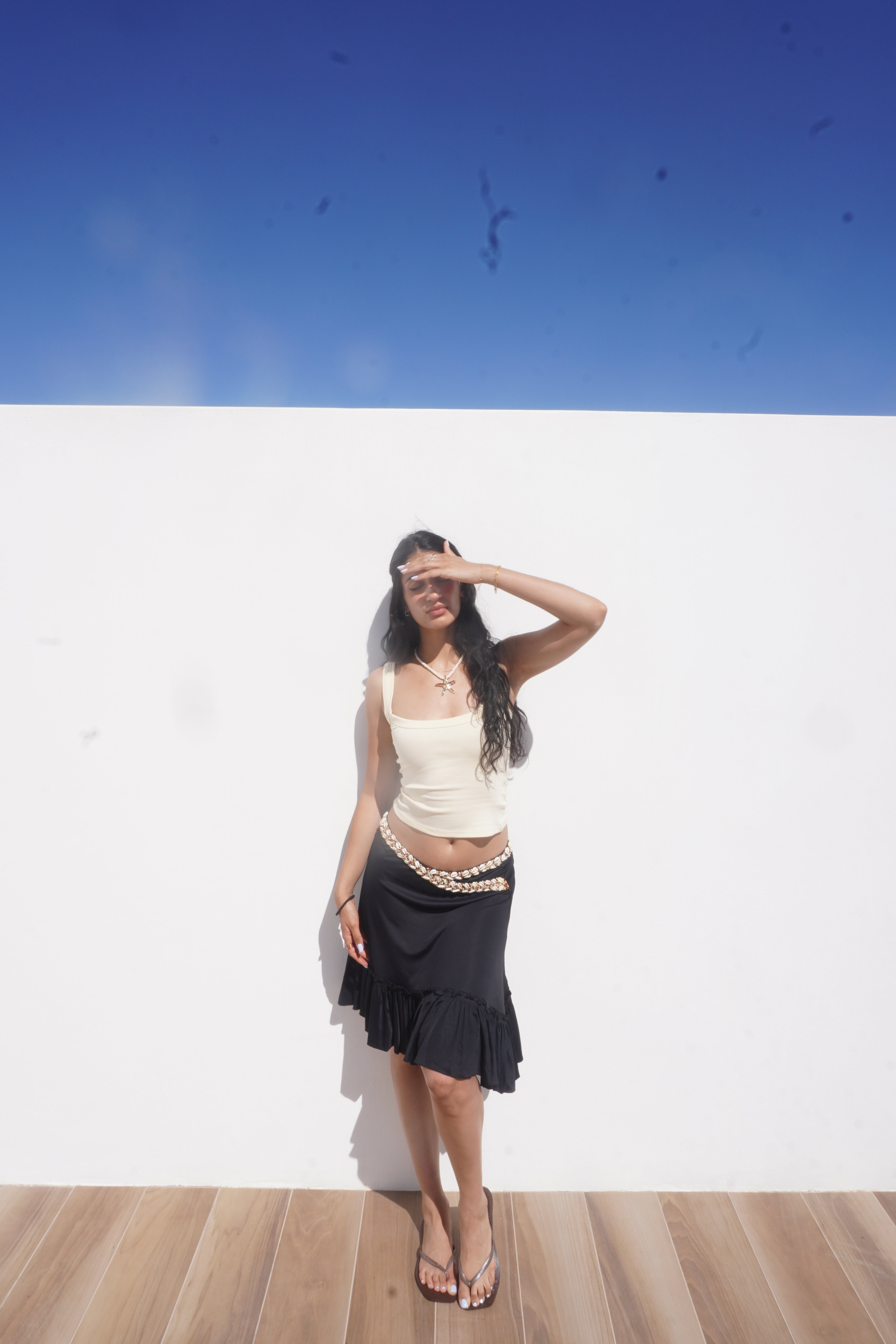 Roberta Scarpa Seashell Embellished Asymmetrical Ruffle Skirt