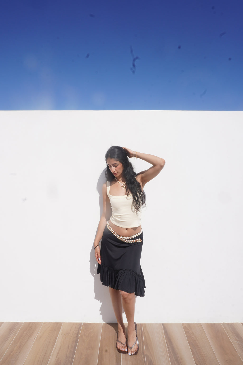 Roberta Scarpa Seashell Embellished Asymmetrical Ruffle Skirt