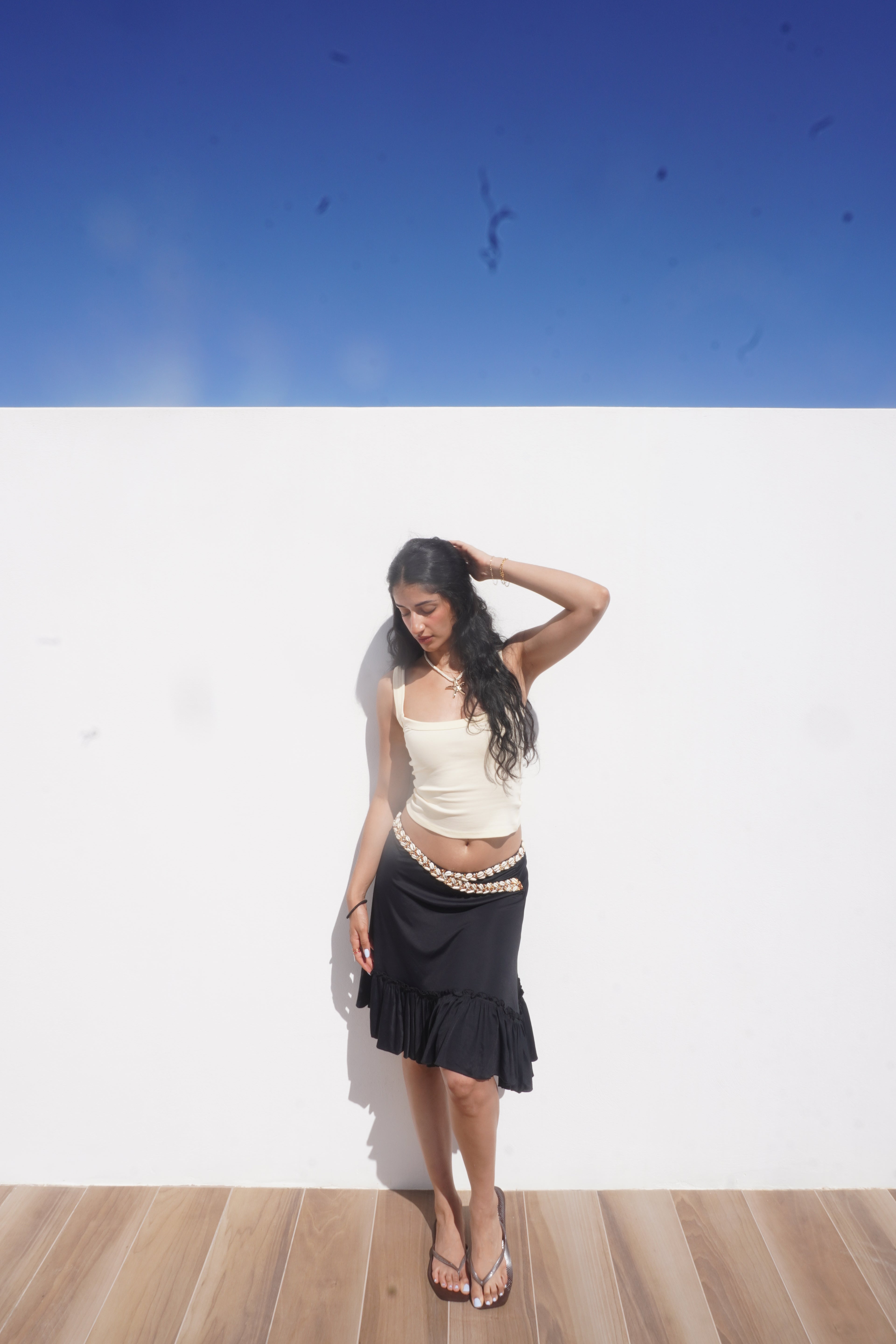 Roberta Scarpa Seashell Embellished Asymmetrical Ruffle Skirt