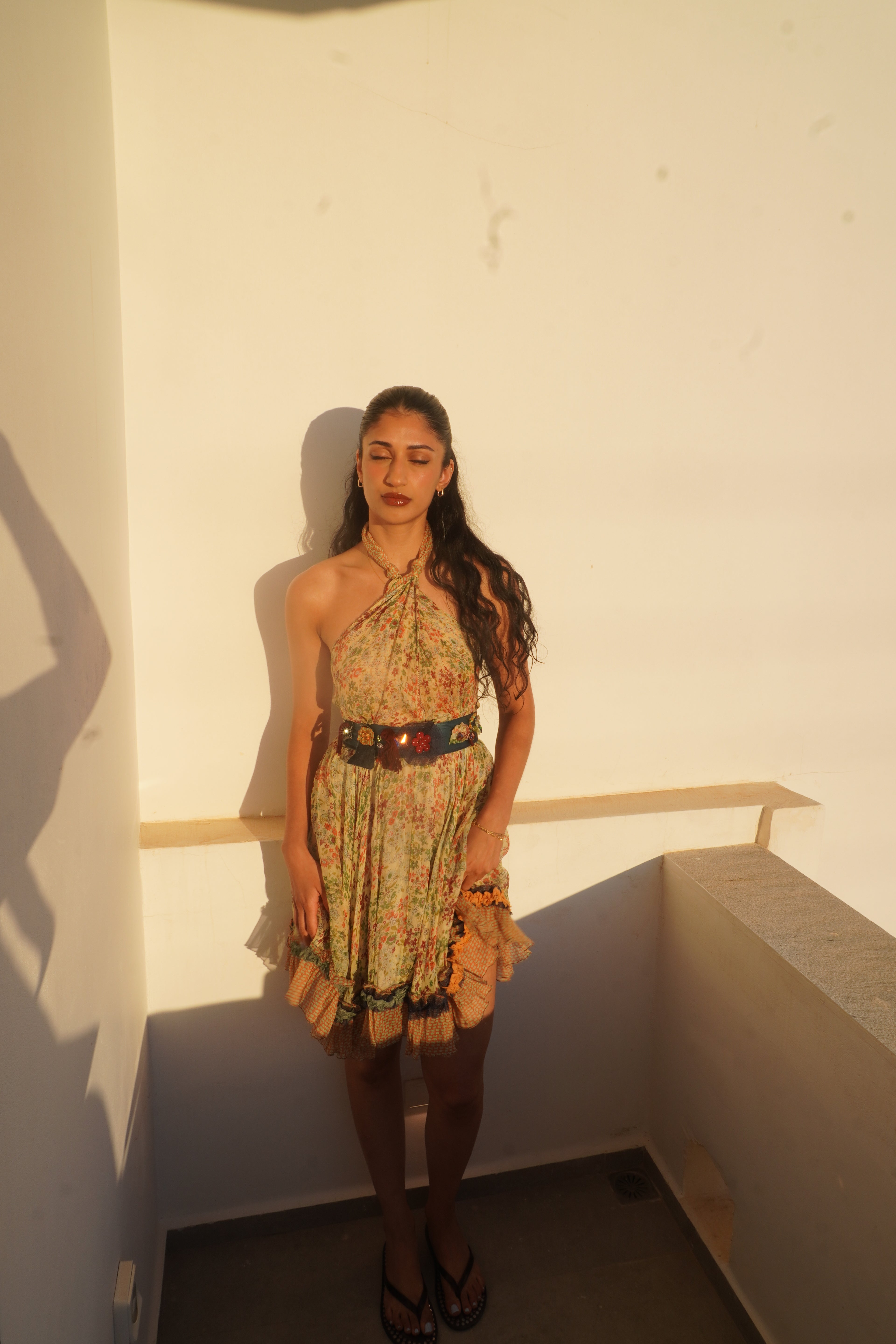 Tricot Chic Hand-Embroidered Silk Halter Dress