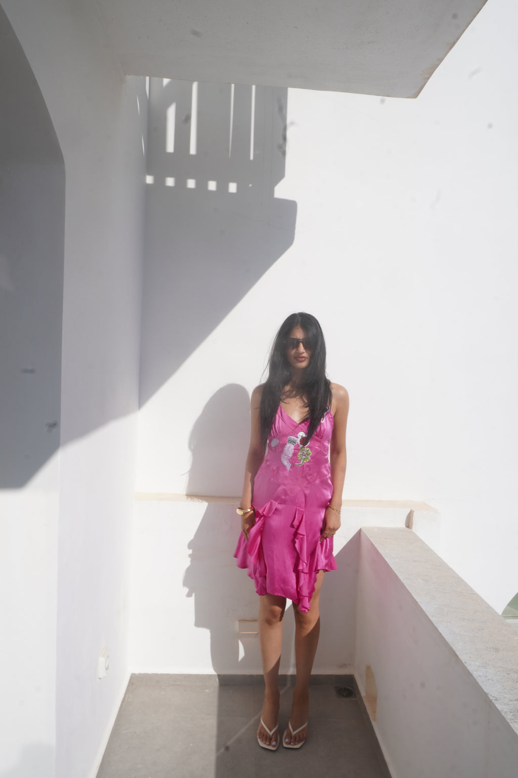Huevo Blanco Hand-Embroidered Halter Dress
