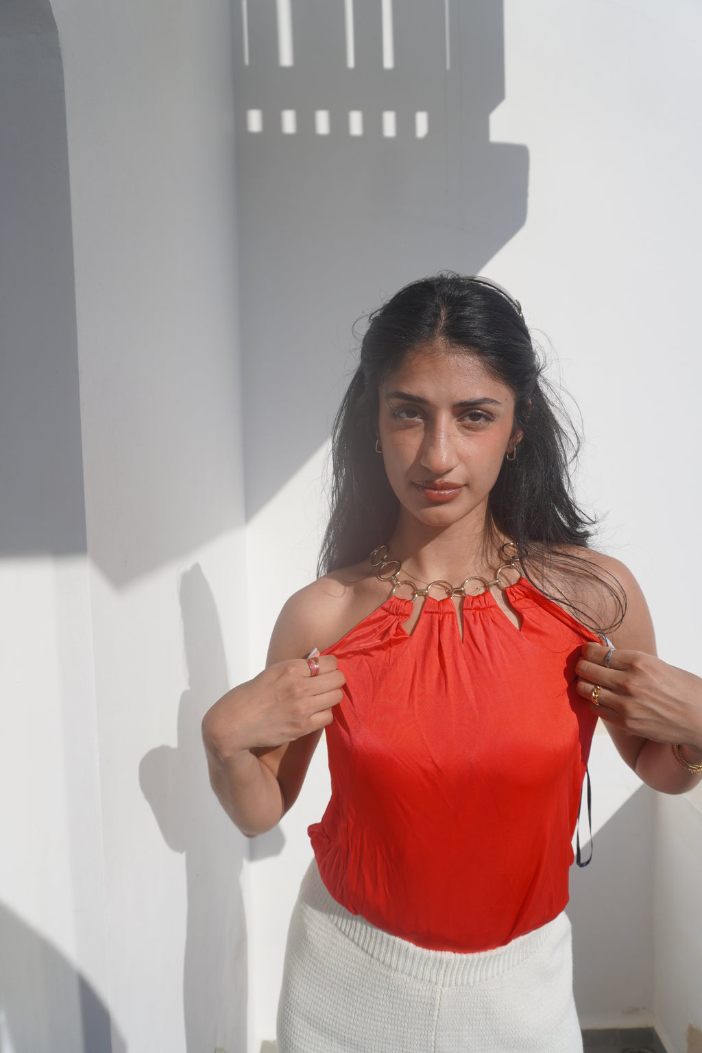 Roberto Cavalli Gold Chain Halter Top