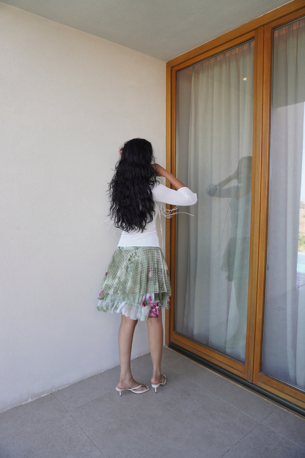 Roberto Scarpa Handcrafted Italian Floral Mesh Skirt