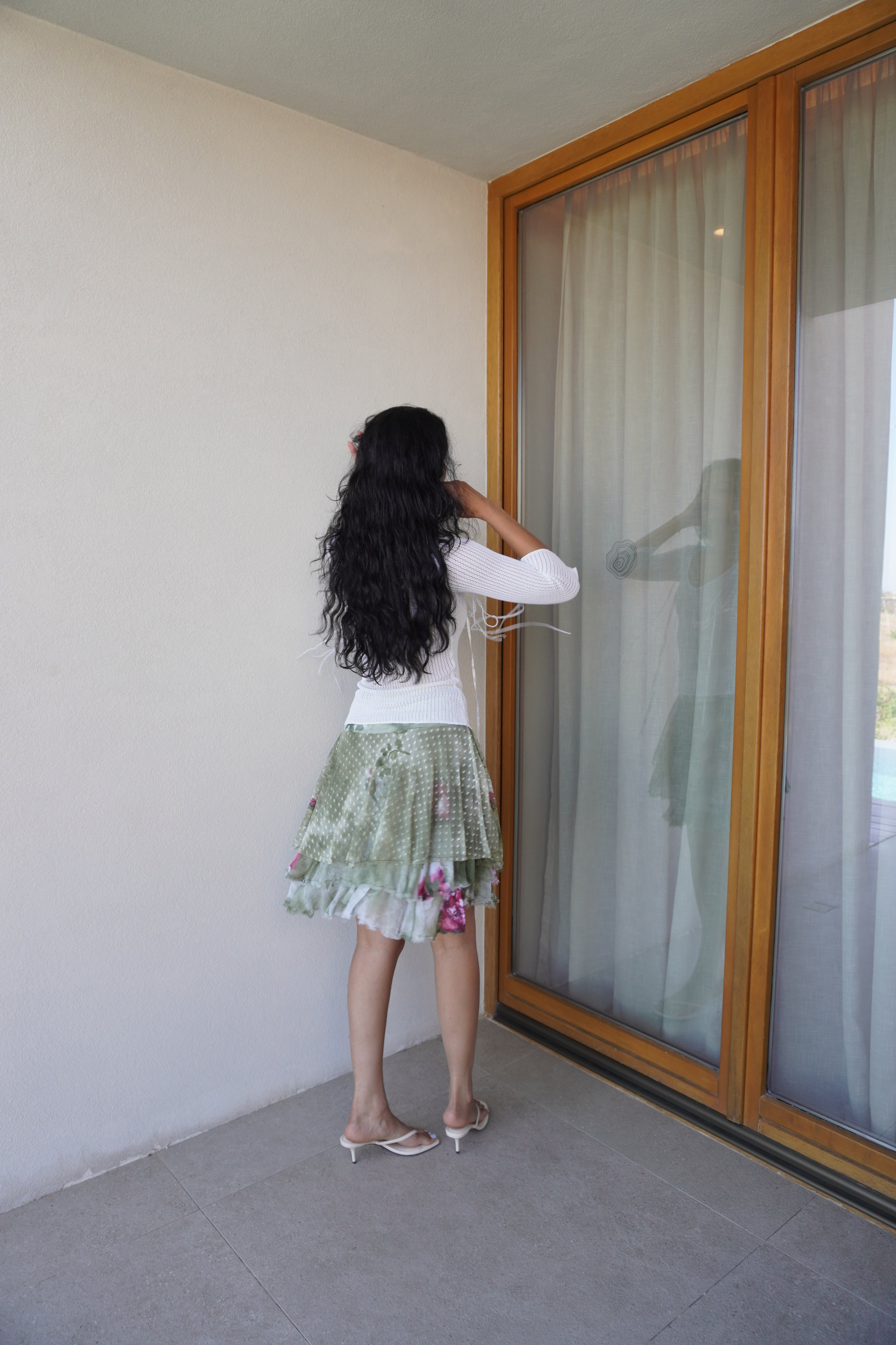 Roberto Scarpa Handcrafted Italian Floral Mesh Skirt