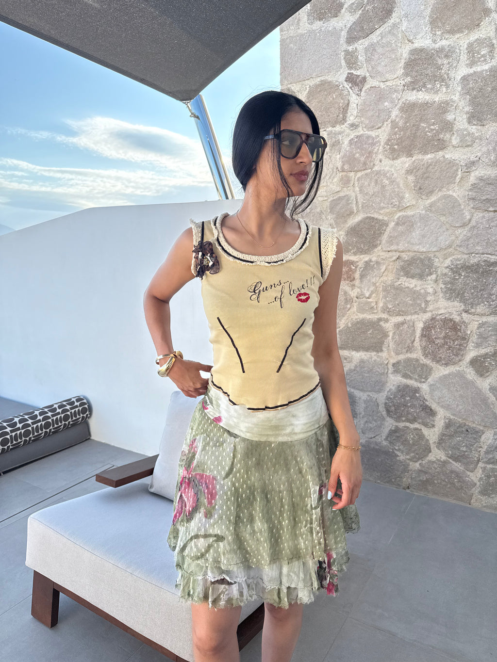 Huevo Blanco Hand-Embroidered Knit Top